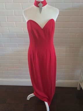 Lillie Rubin Strapless Red Sweetheart Evening Gown